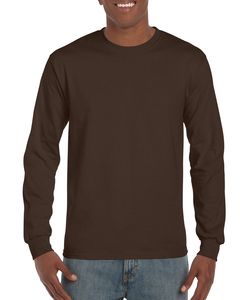 Gildan GD014 - Ultra Cotton™ adult t-shirt met lange mouw Dark Chocolate
