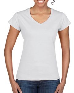 Gildan GI64V00L - Dames Softstyle V-Hals T-Shirt White
