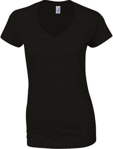 Gildan GI64V00L - Dames Softstyle V-Hals T-Shirt Black/Black