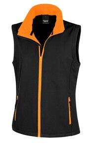 Result R232F - Core Dames Printable Softshell Bodywarmer Black / Orange