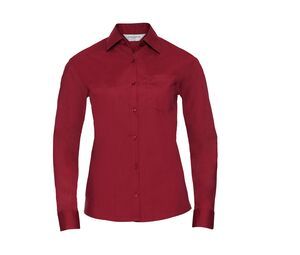 Russell Collection JZ34F - Dames Poplin Overhemd Classic Red