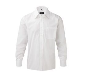 Russell Collection JZ934 - Poly/Katoenen Easy Care Poplin Overhemd Met Lange Mouw White