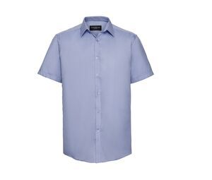 Russell Collection JZ963 - Overhemd Met Visgraat-Motief Met Korte Mouw Light Blue