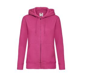 Fruit of the Loom SC375 - Premium 70/30 dames sweatshirt-jack met capuchon Fuchsia