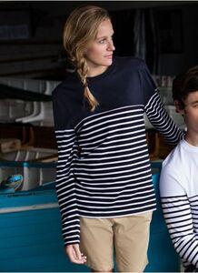 Front row FR134 - Breton gestreept T-Shirt met lange mouwen. Navy/White