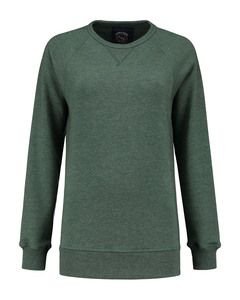 Lemon & Soda LEM3227 - Zware trui Raglan Crewneck voor haar Forest Green Heather