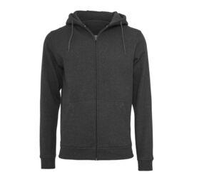 Build Your Brand BY012 - Zware hoodie met rits Charcoal