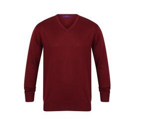 Henbury HY720 - Sweater V-hals heren Burgundy