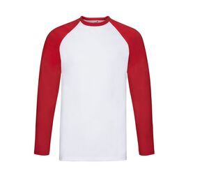 Fruit of the Loom SC238 - Baseball Longsleeve T-Shirt White / Red