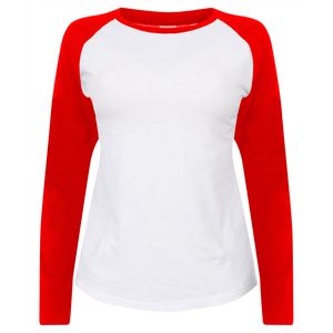 SF Women SK271 - T-shirt baseball lange mouwen dames White / Red