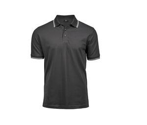 Tee Jays TJ1407 - Mens Luxury stripe stretch polo Dark Grey/ White