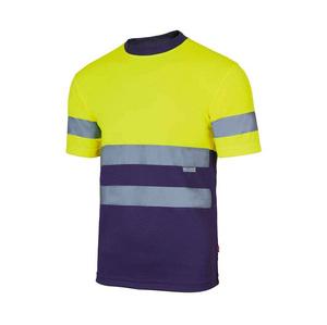 VELILLA V5506 - T-SHIRT TECHNIQUE BICOLORE HAUTE VISIBILITÉ Fluo Yellow / Navy