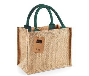 Westford mill WM412 - Jute mini geschenkverpakking Natural/ Forest Green