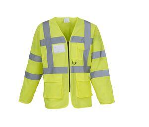 Yoko YK800 - Lange mouwen veiligheidsjas met meerdere zakken Hi Vis Yellow