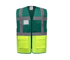 Yoko YK801 - Multifunctioneel vest met hoge veiligheid Paramedic Green / Hi Vis Yellow