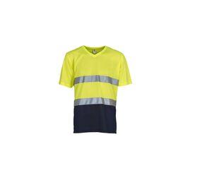 Yoko YK910 - Hoge zichtbaarheid V-nek T-shirt Hi Vis Yellow/Navy